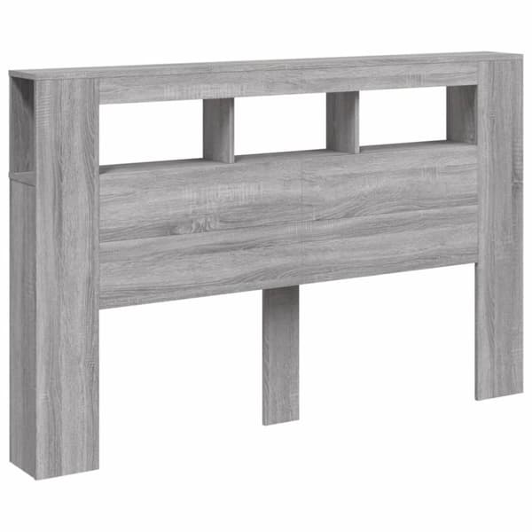 vidaXL Sängynpääty LED-valoilla harmaa Sonoma 160x18,5x103,5 cm puu