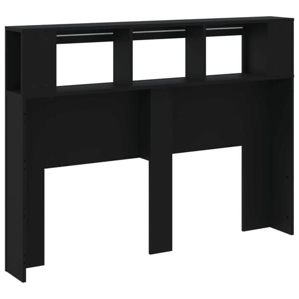 vidaXL Sänggavel LED svart 140x18,5x103,5 cm konstruerat trä