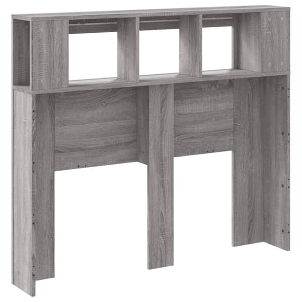 vidaXL sengegavl 120x18,5x103,5 cm LED-lys konstrueret træ grå sonoma