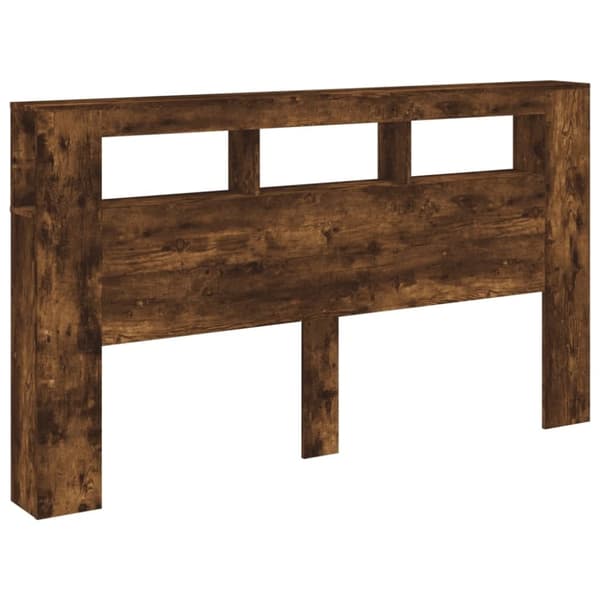 vidaXL Sengegavl med LED røkt eik 180x18,5x103,5 cm konstruert tre