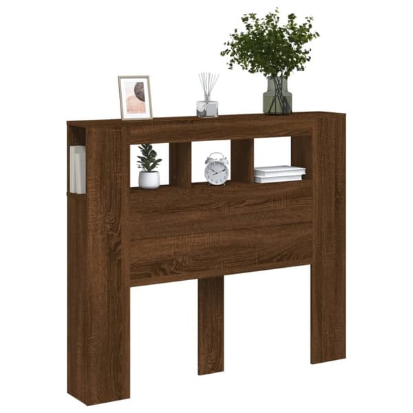 vidaXL Sengegavl med LED brun eik 120x18,5x103,5 cm konstruert tre