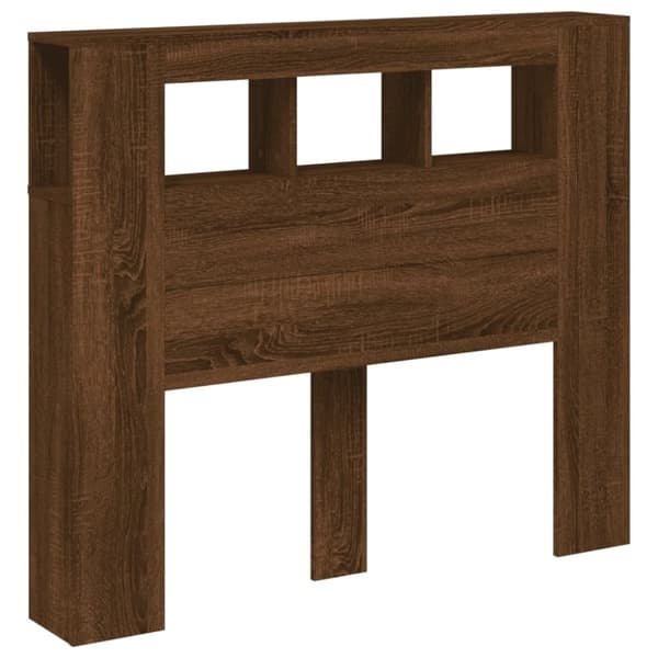 vidaXL Sengegavl med LED brun eik 120x18,5x103,5 cm konstruert tre