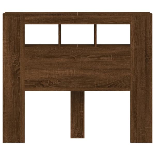 vidaXL Sengegavl med LED brun eik 120x18,5x103,5 cm konstruert tre
