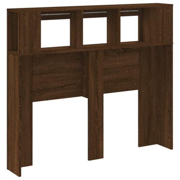 vidaXL Sengegavl med LED brun eik 120x18,5x103,5 cm konstruert tre