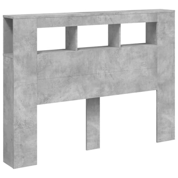vidaXL Sengegavl med LED betonggrå 140x18,5x103,5 cm konstruert tre