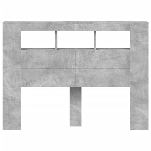 vidaXL Sengegavl med LED betonggrå 140x18,5x103,5 cm konstruert tre