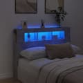 Miniatyrbilde 1 av 11: vidaXL Sengegavl med LED betonggrå 140x18,5x103,5 cm konstruert tre