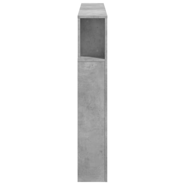 vidaXL Sängynpääty LED-valoilla betoninharmaa 140x18,5x103,5 cm puu