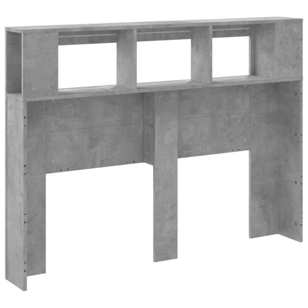 vidaXL Sängynpääty LED-valoilla betoninharmaa 140x18,5x103,5 cm puu