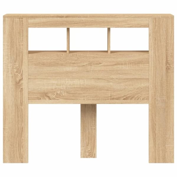 vidaXL sengegavl 120x18,5x103,5 cm LED-lys konstrueret træ sonoma-eg