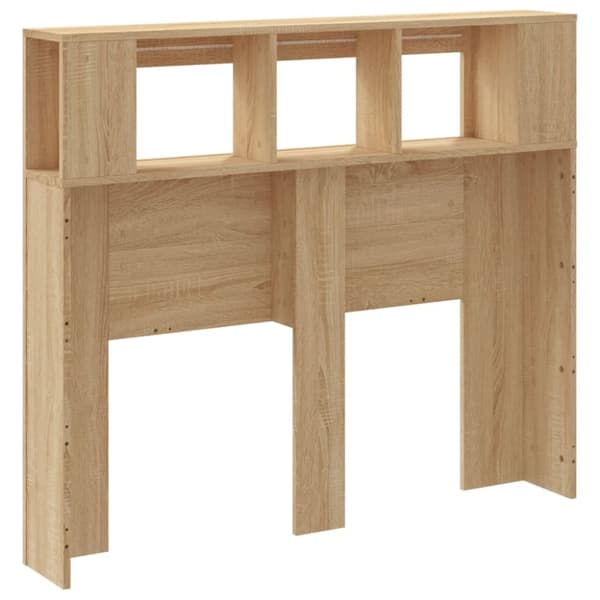 vidaXL sengegavl 120x18,5x103,5 cm LED-lys konstrueret træ sonoma-eg