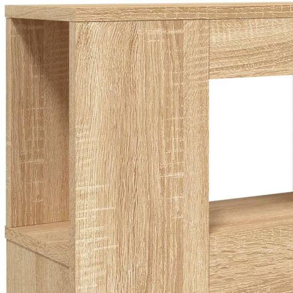 vidaXL sengegavl 120x18,5x103,5 cm LED-lys konstrueret træ sonoma-eg
