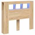 Miniatyrbillede 2 af 11: vidaXL sengegavl 120x18,5x103,5 cm LED-lys konstrueret træ sonoma-eg