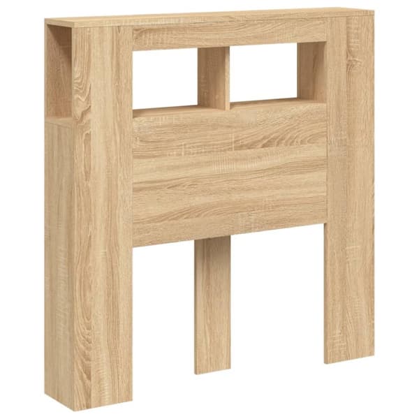 vidaXL Sängynpääty LED-valoilla Sonoma-tammi 100x18,5x103,5 cm puu