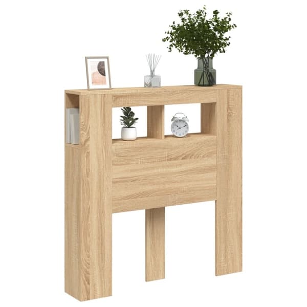 vidaXL Sängynpääty LED-valoilla Sonoma-tammi 100x18,5x103,5 cm puu