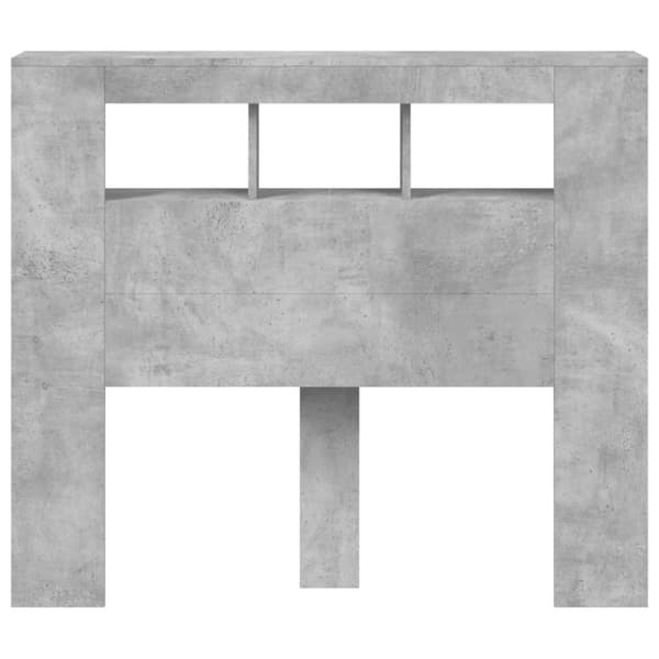 vidaXL Sängynpääty LED-valoilla betoninharmaa 120x18,5x103,5 cm puu