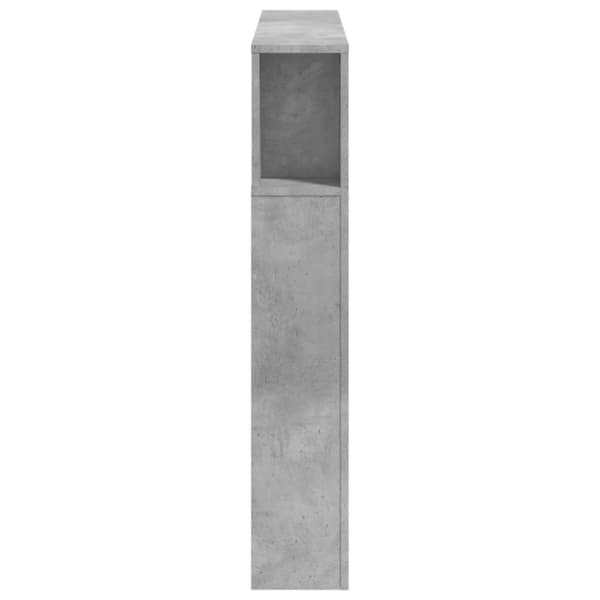 vidaXL Sängynpääty LED-valoilla betoninharmaa 120x18,5x103,5 cm puu