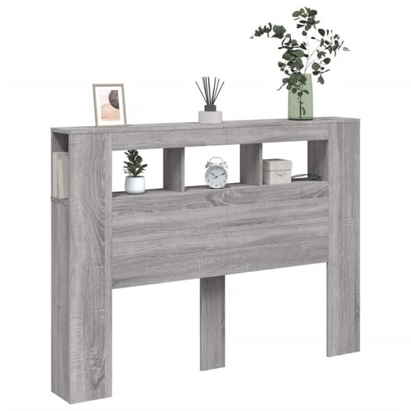 vidaXL Sänggavel LED grå sonoma 140x18,5x103,5 cm konstruerat trä