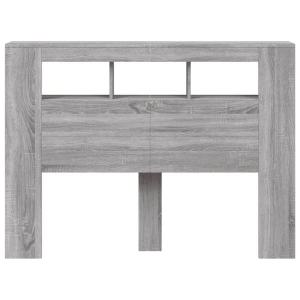 vidaXL Sänggavel LED grå sonoma 140x18,5x103,5 cm konstruerat trä