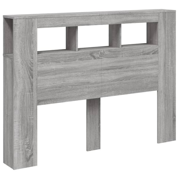 vidaXL Sängynpääty LED-valoilla harmaa Sonoma 140x18,5x103,5 cm puu