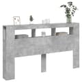 Miniatyrbilde 5 av 11: vidaXL Sengegavl med LED betonggrå 180x18,5x103,5 cm konstruert tre