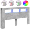 Miniatyrbilde 2 av 11: vidaXL Sengegavl med LED betonggrå 180x18,5x103,5 cm konstruert tre