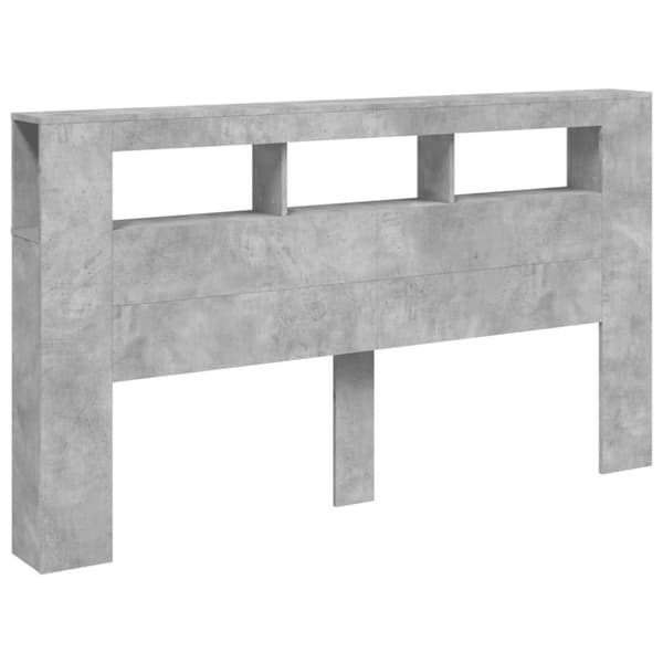 vidaXL sengegavl m. LED-lys 180x18,5x103,5 cm konstrueret træ betongrå