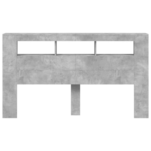 vidaXL sengegavl m. LED-lys 180x18,5x103,5 cm konstrueret træ betongrå