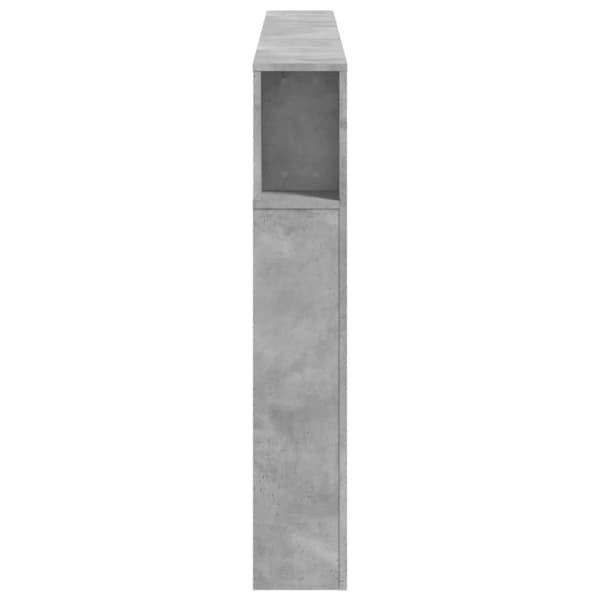 vidaXL sengegavl m. LED-lys 180x18,5x103,5 cm konstrueret træ betongrå