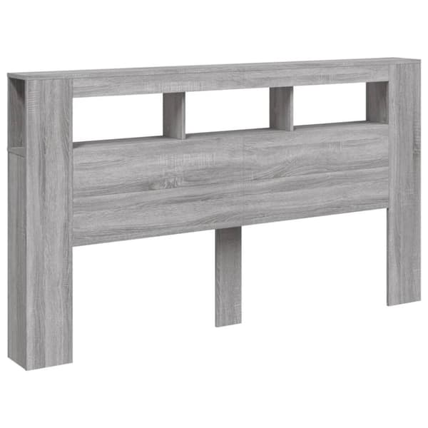 vidaXL Sengegavl med LED grå sonoma 180x18,5x103,5 cm konstruert tre