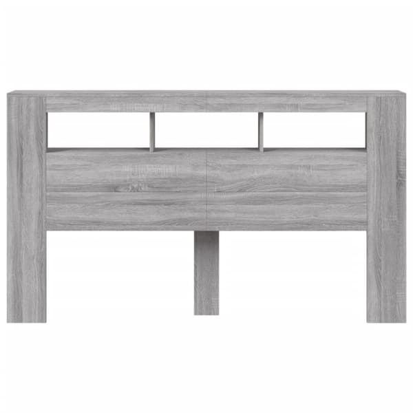vidaXL Sengegavl med LED grå sonoma 180x18,5x103,5 cm konstruert tre