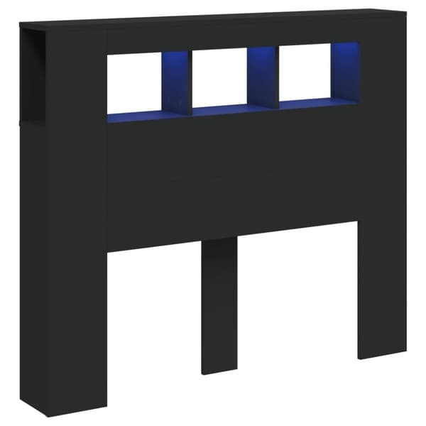 vidaXL Sänggavel LED svart 120x18,5x103,5 cm konstruerat trä