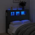 Miniatyrbild 1 av 11: vidaXL Sänggavel LED svart 120x18,5x103,5 cm konstruerat trä