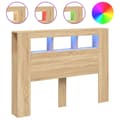 Pikkukuva 2 / 11: vidaXL Sängynpääty LED-valoilla Sonoma-tammi 140x18,5x103,5 cm puu