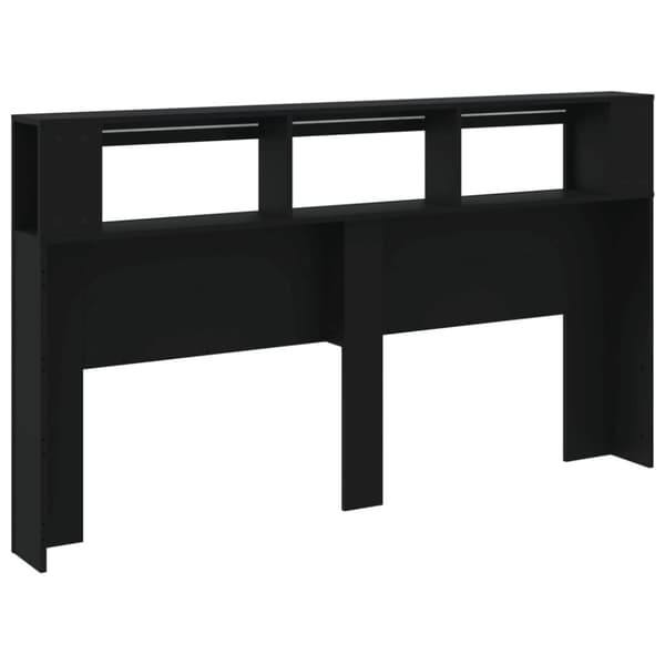 vidaXL Sengegavl med LED svart 180x18,5x103,5 cm konstruert tre