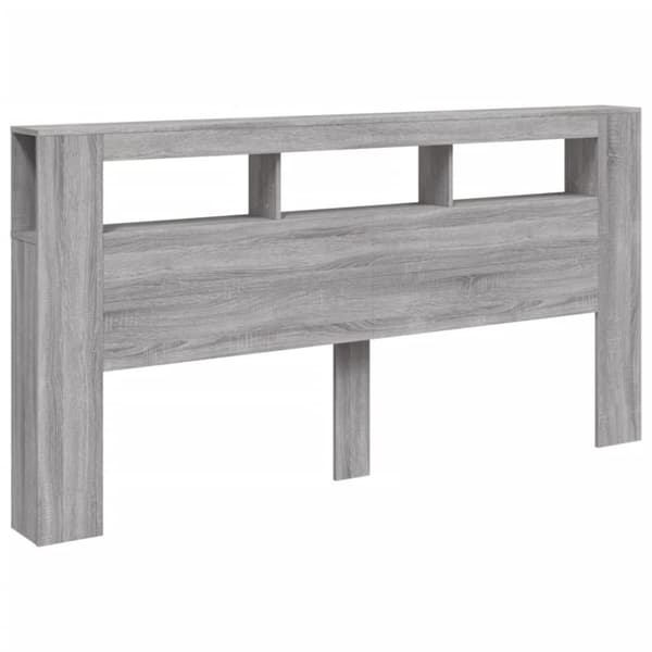 vidaXL Sengegavl med LED grå sonoma 200x18,5x103,5 cm konstruert tre