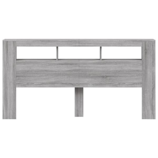 vidaXL Sengegavl med LED grå sonoma 200x18,5x103,5 cm konstruert tre