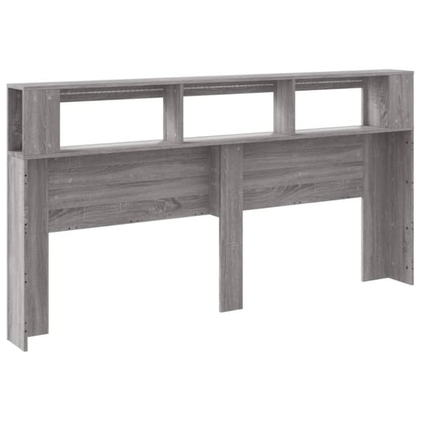 vidaXL Sengegavl med LED grå sonoma 200x18,5x103,5 cm konstruert tre