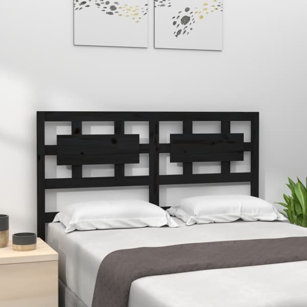 sengegærde 205,5x4x100 cm massivt fyrretræ sort