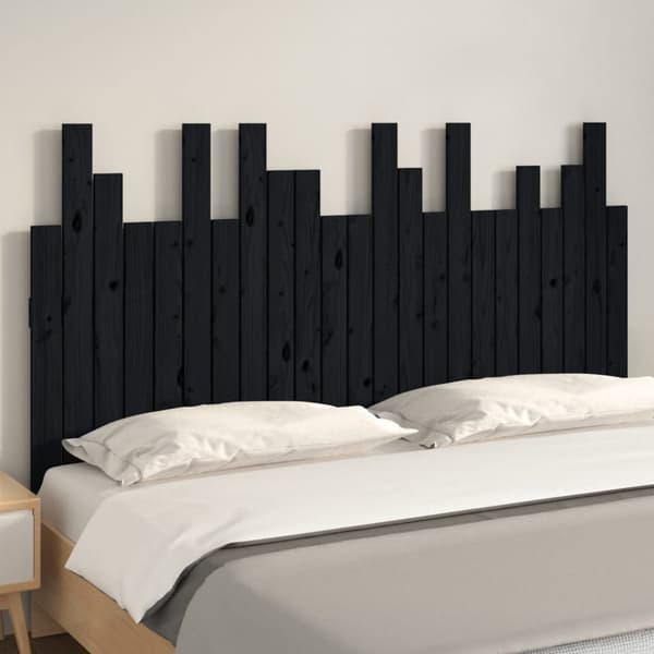 sengegavl 146,5x3x80 cm massivt fyrretræ sort