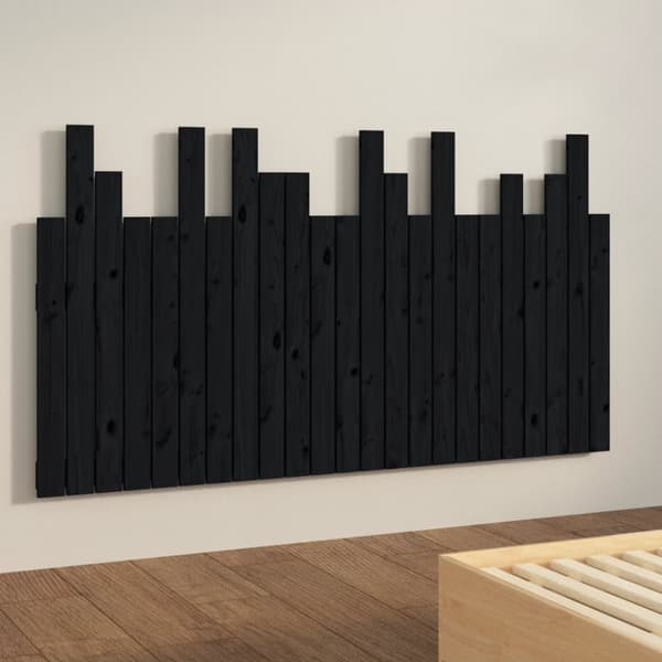 sengegavl 146,5x3x80 cm massivt fyrretræ sort