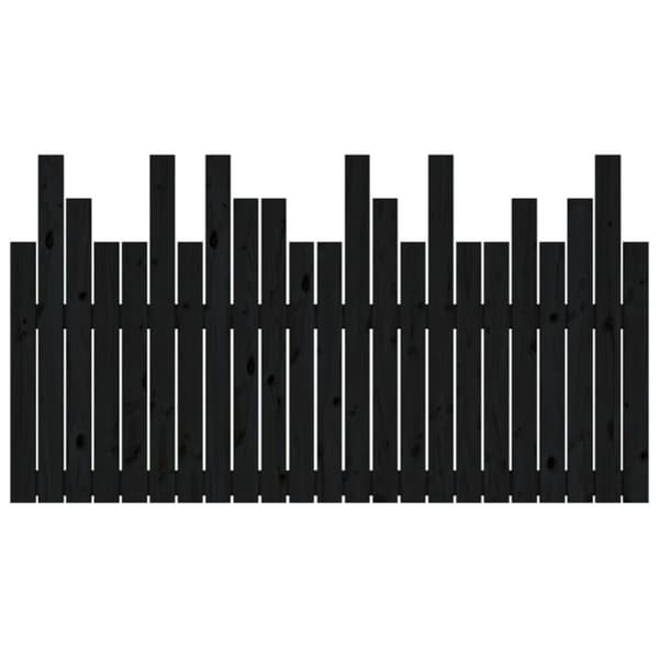 sengegavl 146,5x3x80 cm massivt fyrretræ sort