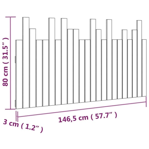 sengegavl 146,5x3x80 cm massivt fyrretræ sort