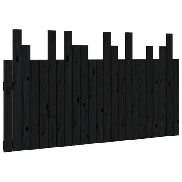 sengegavl 146,5x3x80 cm massivt fyrretræ sort