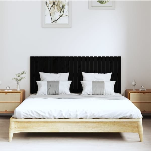 sengegavl 147x3x60 cm massivt fyrretræ sort