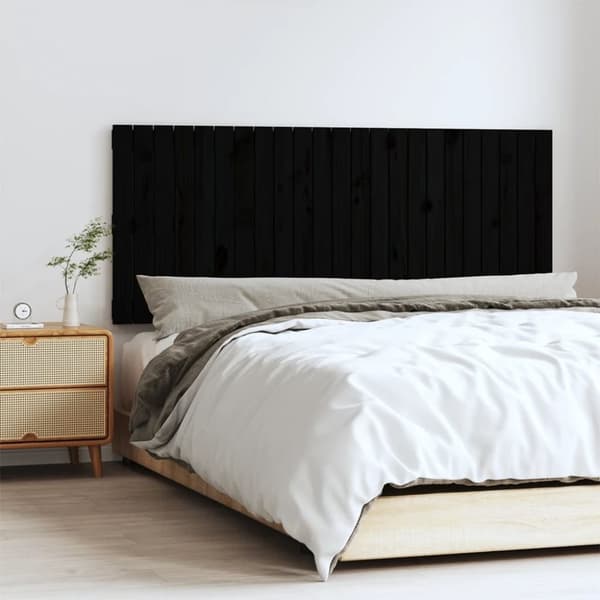 sengegavl 147x3x60 cm massivt fyrretræ sort