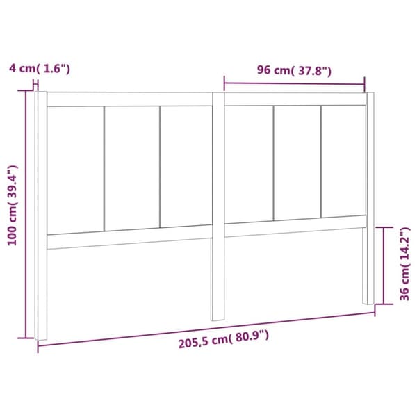 sengegærde 205,5x4x100 cm massivt fyrretræ sort
