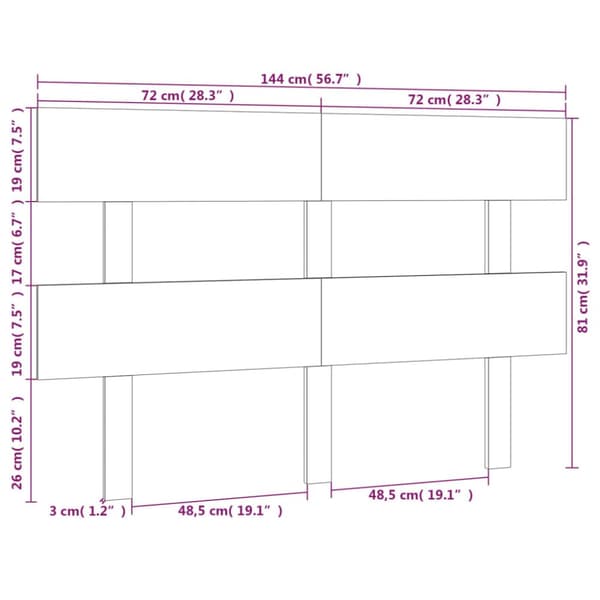 sengegærde 144x3x81 cm massivt fyrretræ sort