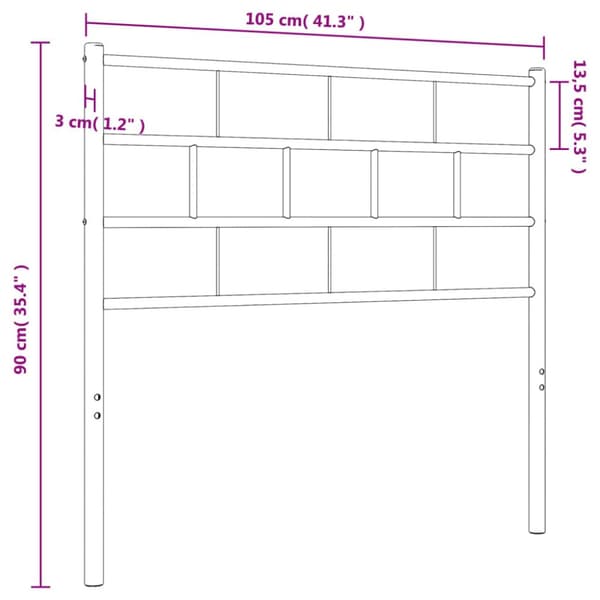 sengegavl 100 cm metal hvid