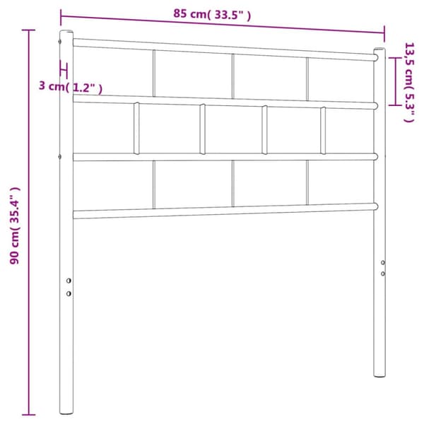sengegavl 80 cm metal hvid